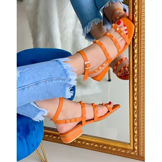Sandalias Naranjas Con Correa